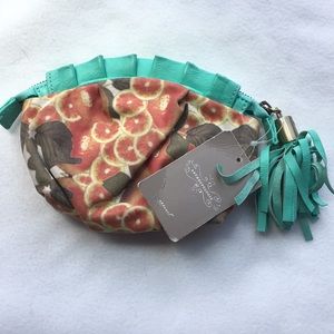 Anthropology oranges zipped bag NWT